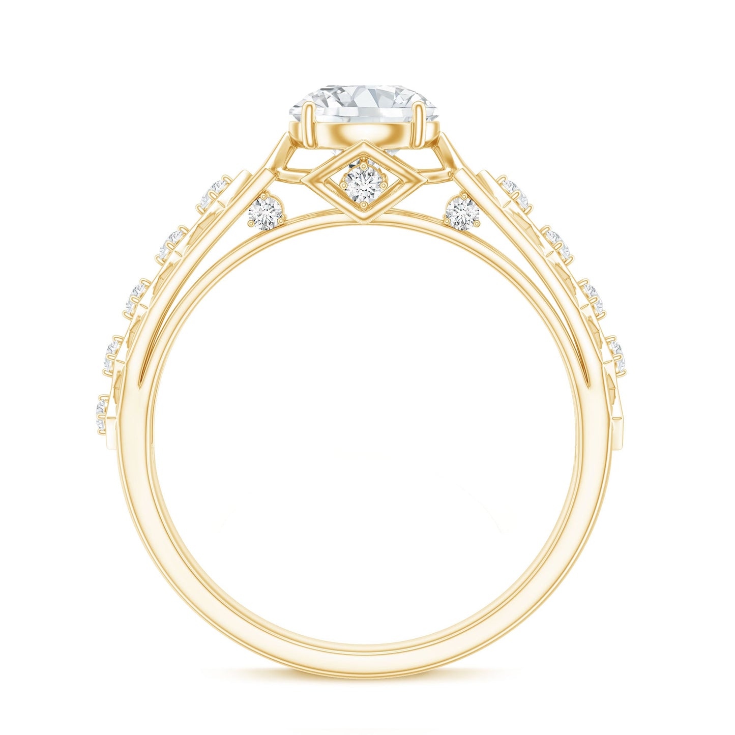 Round Cut Certified Moissanite Art Deco Engagement Ring