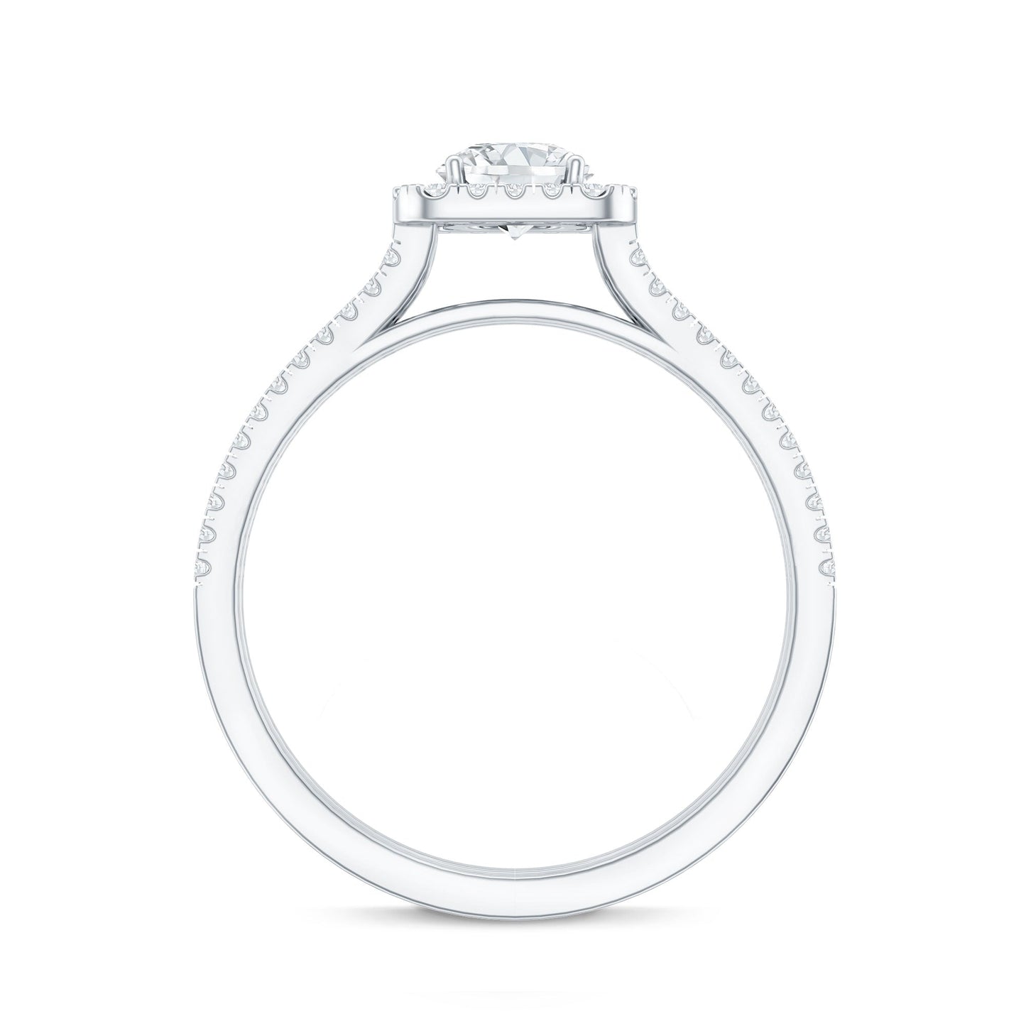 Classic Moissanite Double Band Engagement Ring with Halo