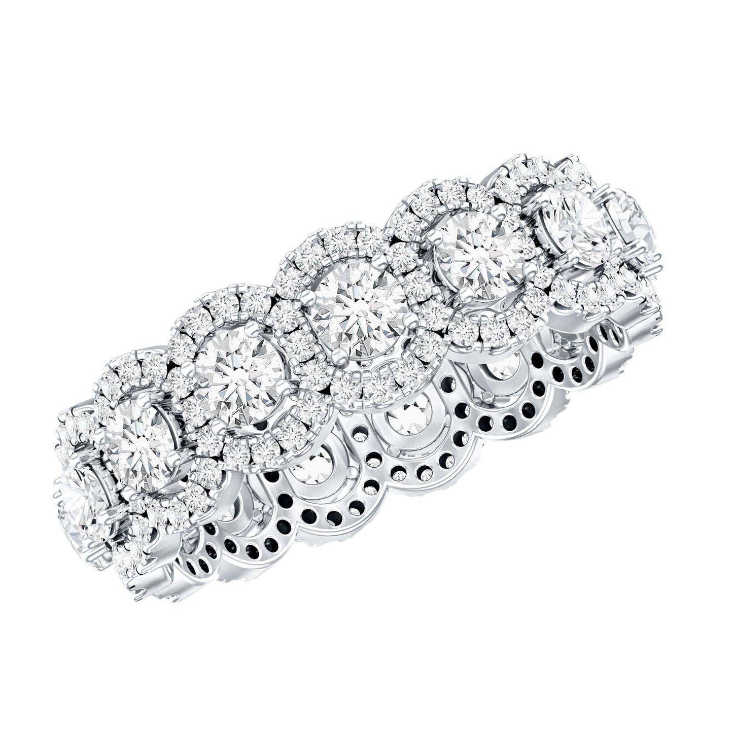 Certified Moissanite Statement Wedding Band for Women