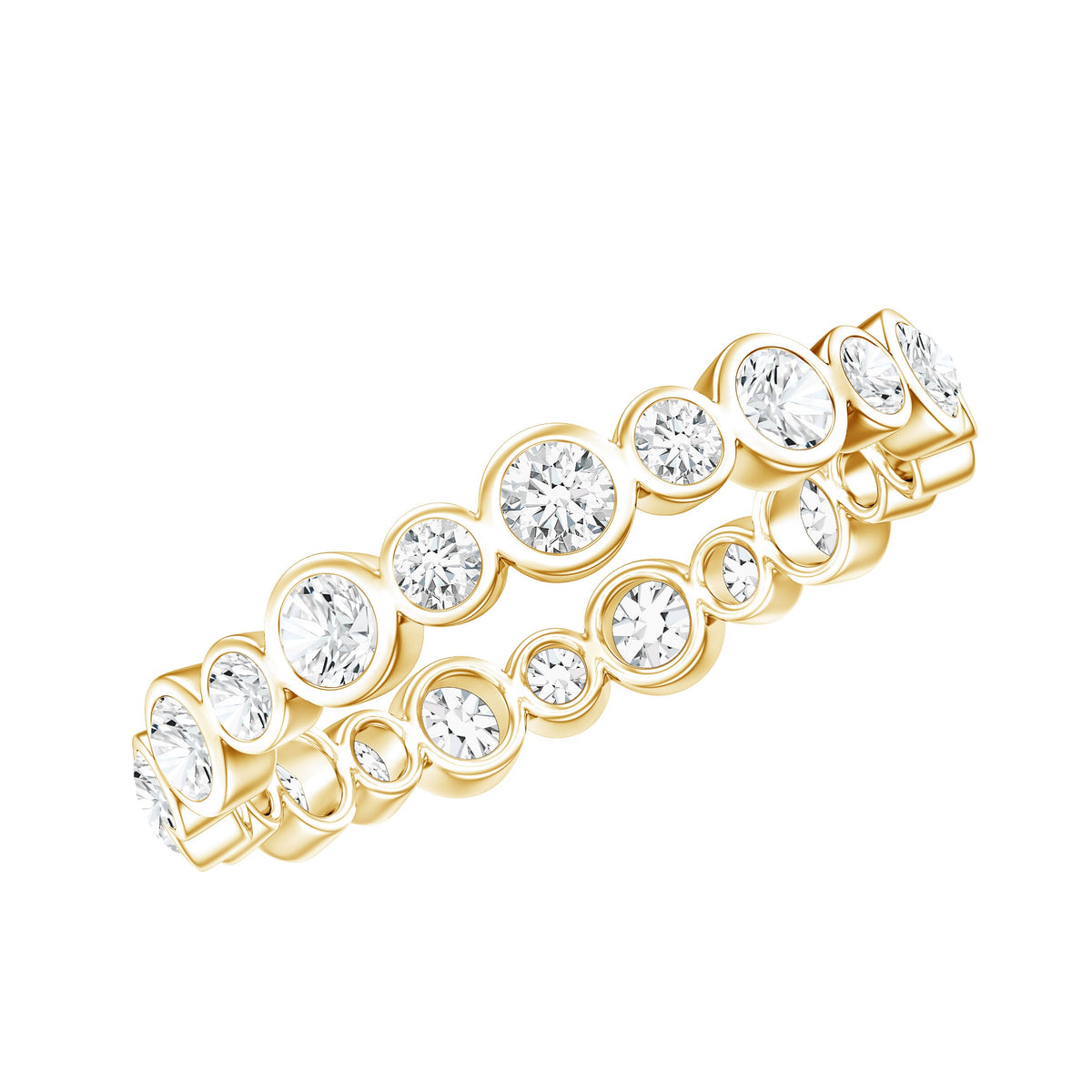 Round Cut Certified Moissanite Bezel Set Eternity Band
