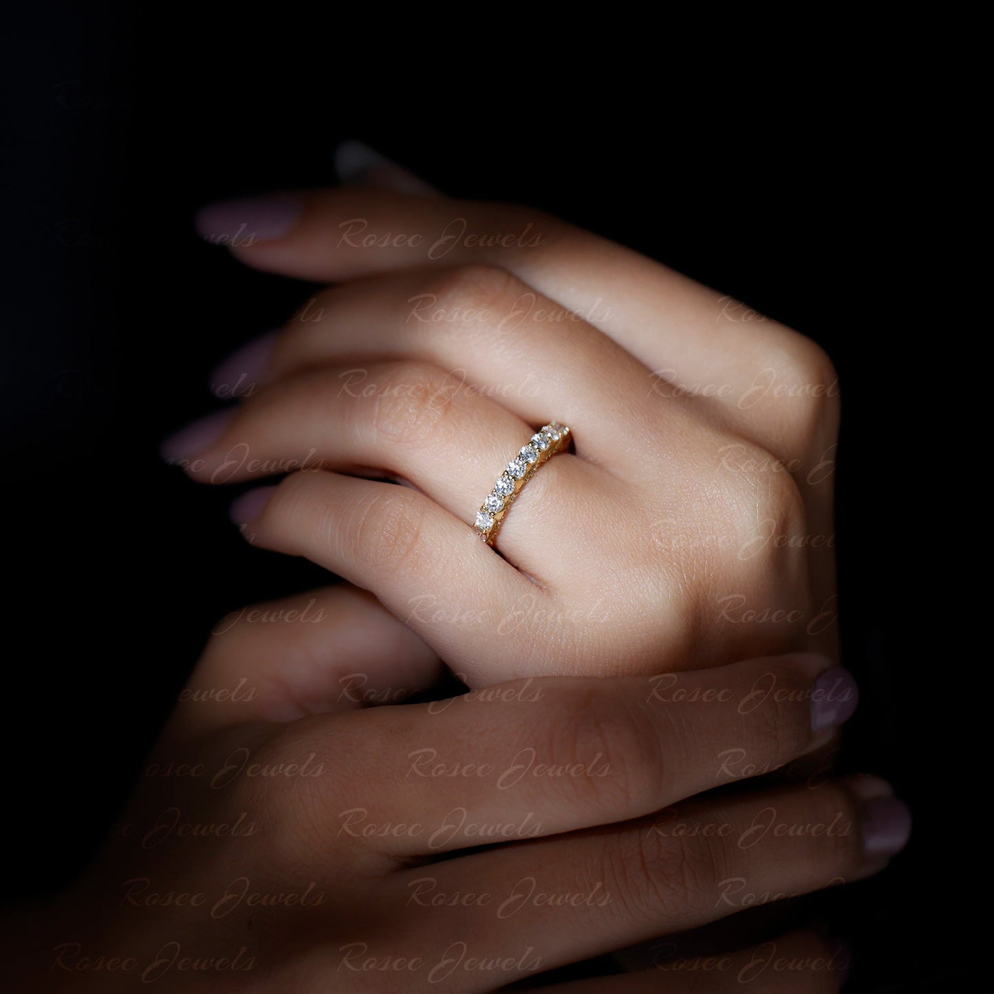Trellis Set Moissanite Full Eternity Band Ring