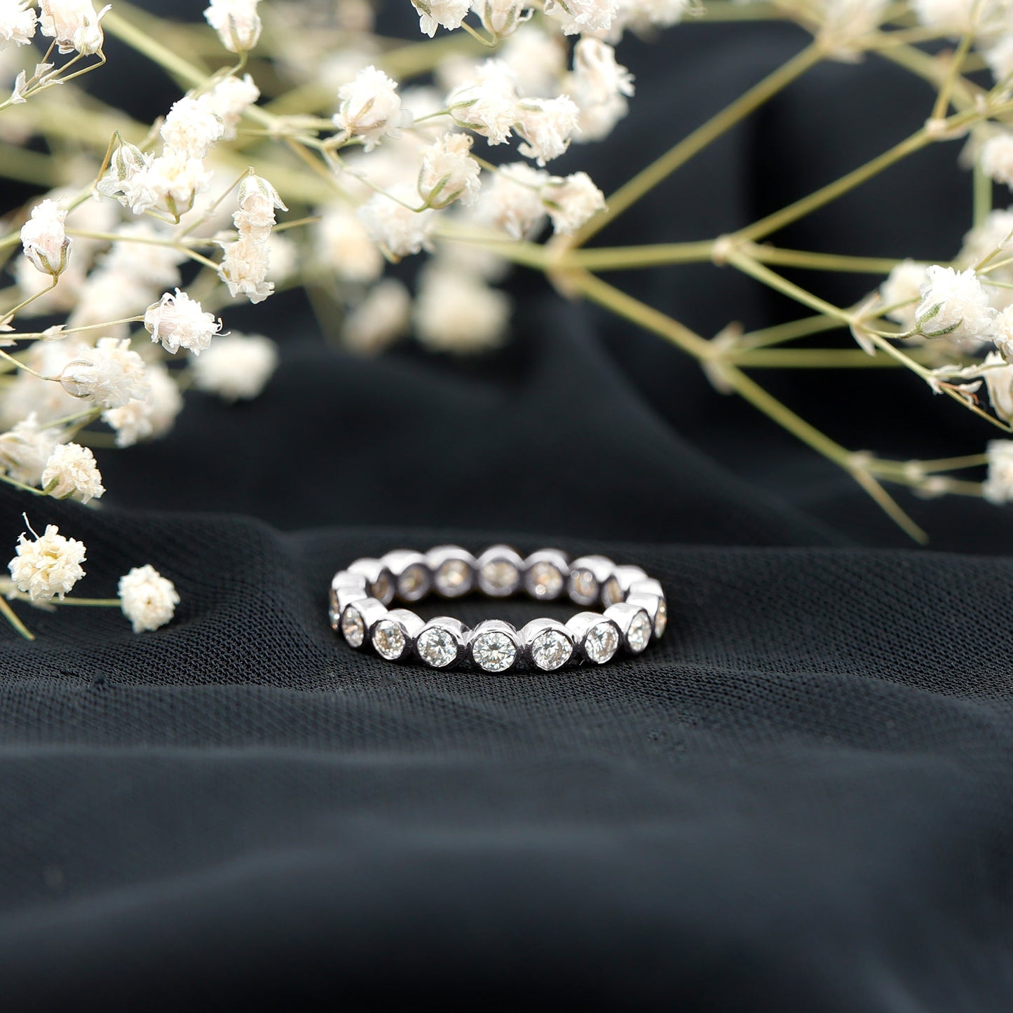 Certified Bezel Set Moissanite Full Eternity Band Ring For Women
