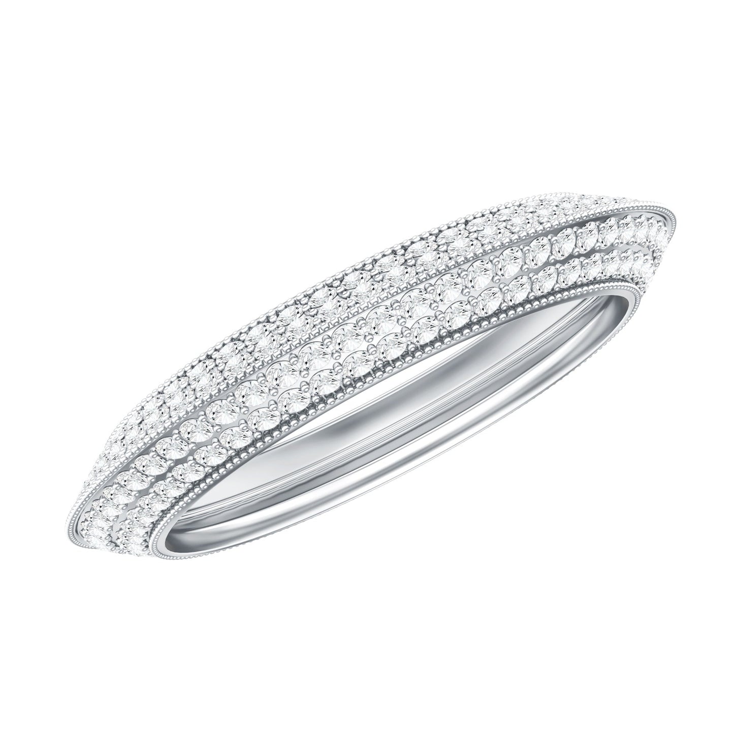 Pave Set Moissanite Eternity Band with Milgrain Detailing