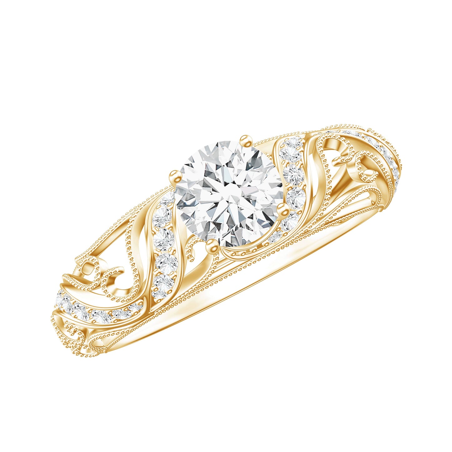 Vintage Inspired 0.98 Carat Moissanite Engagement Ring for Women