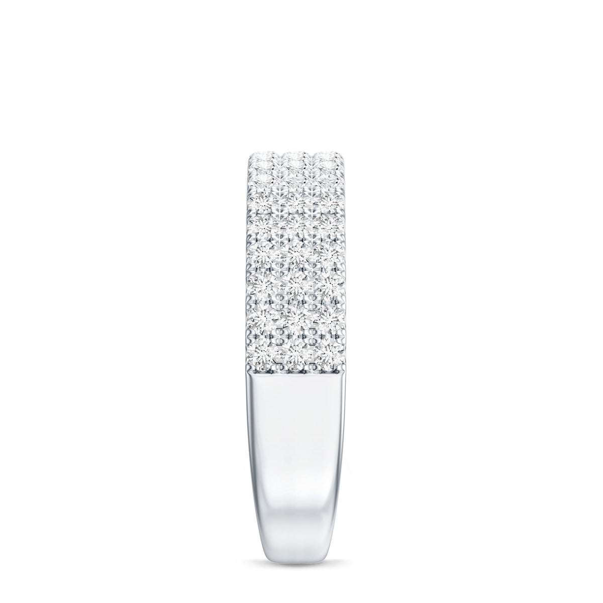 Three Row Moissanite Half Eternity Band Ring