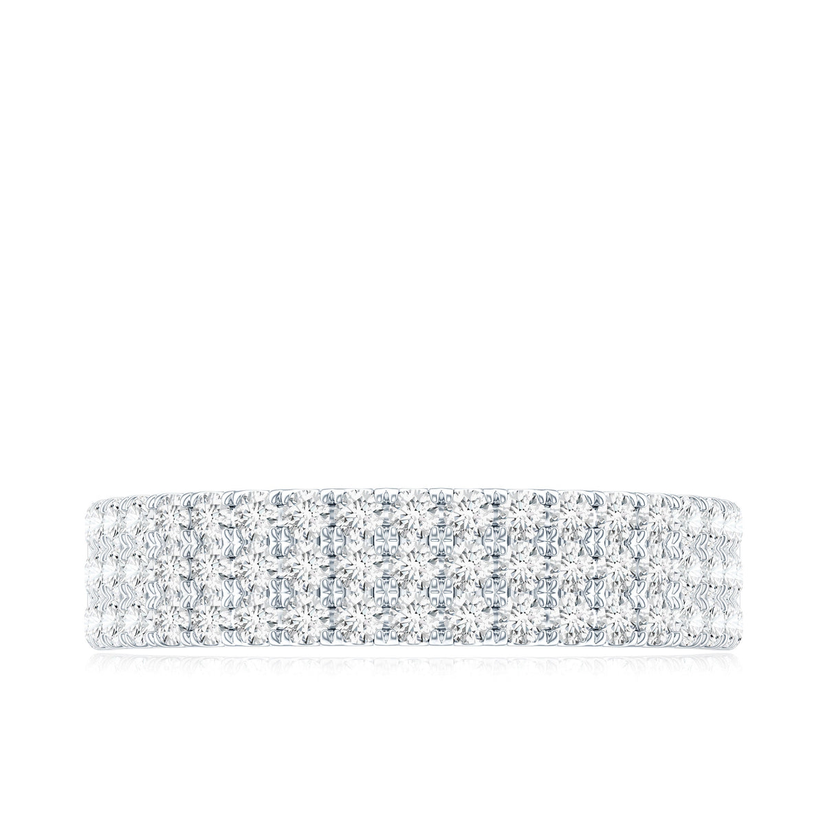 Three Row Moissanite Half Eternity Band Ring