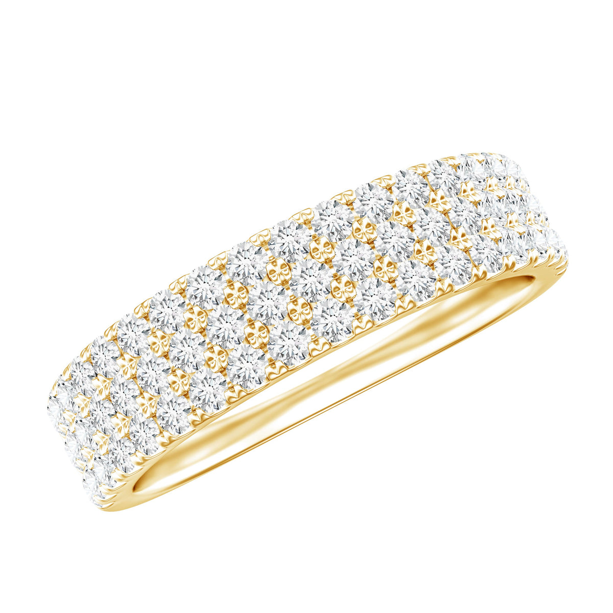 Three Row Moissanite Half Eternity Band Ring