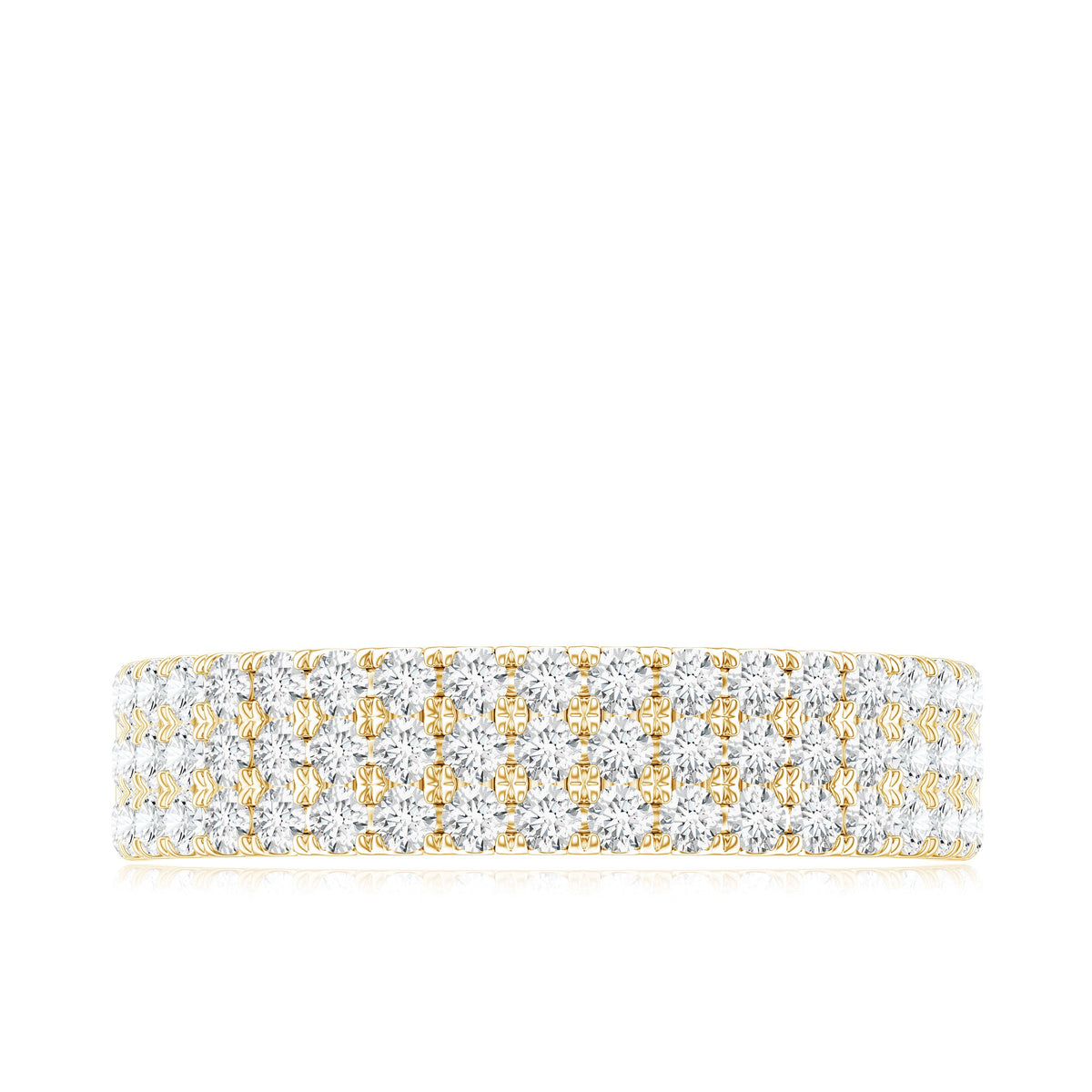 Three Row Moissanite Half Eternity Band Ring