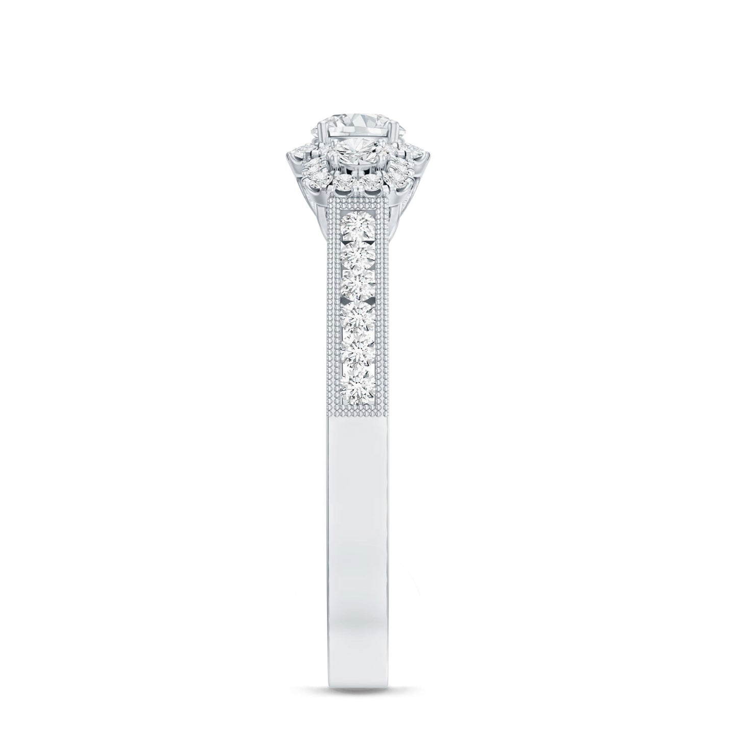 Vintage Style Moissanite 3 Stone Engagement Ring