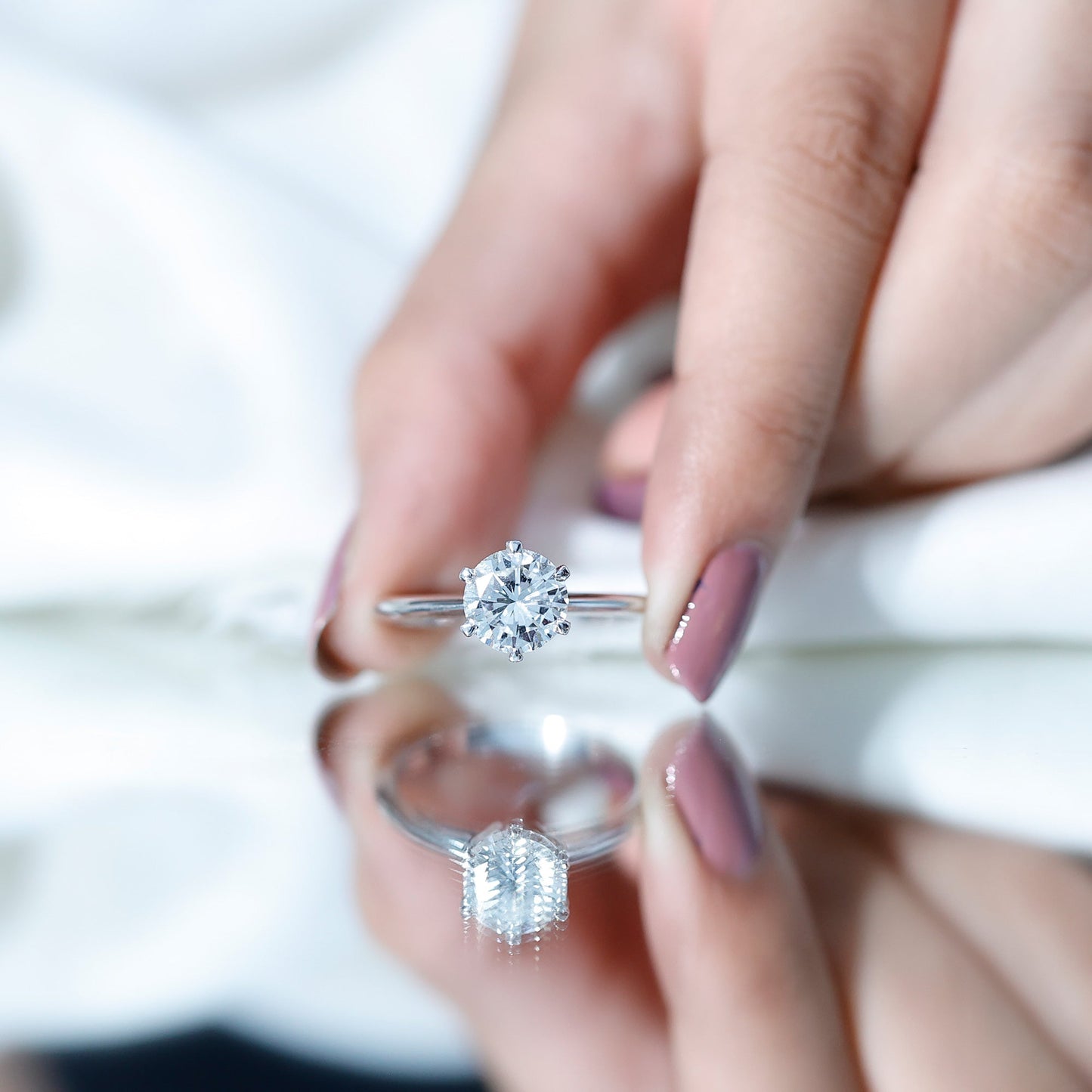 Brilliant Cut Solitaire Moissanite 2 CT Engagement Ring with Certificate