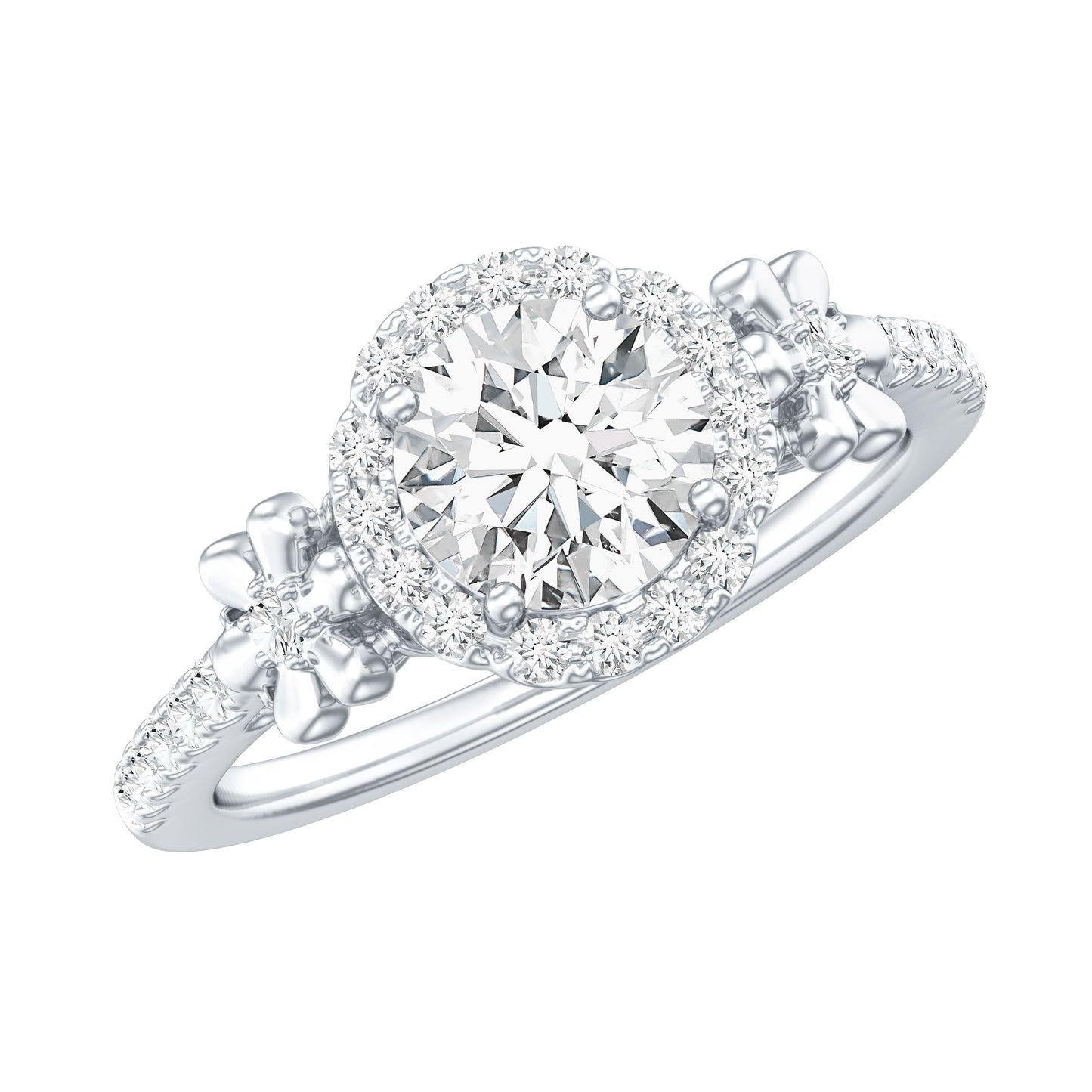 Certified 1.3 Carat Moissanite Floral Engagement Ring for Women