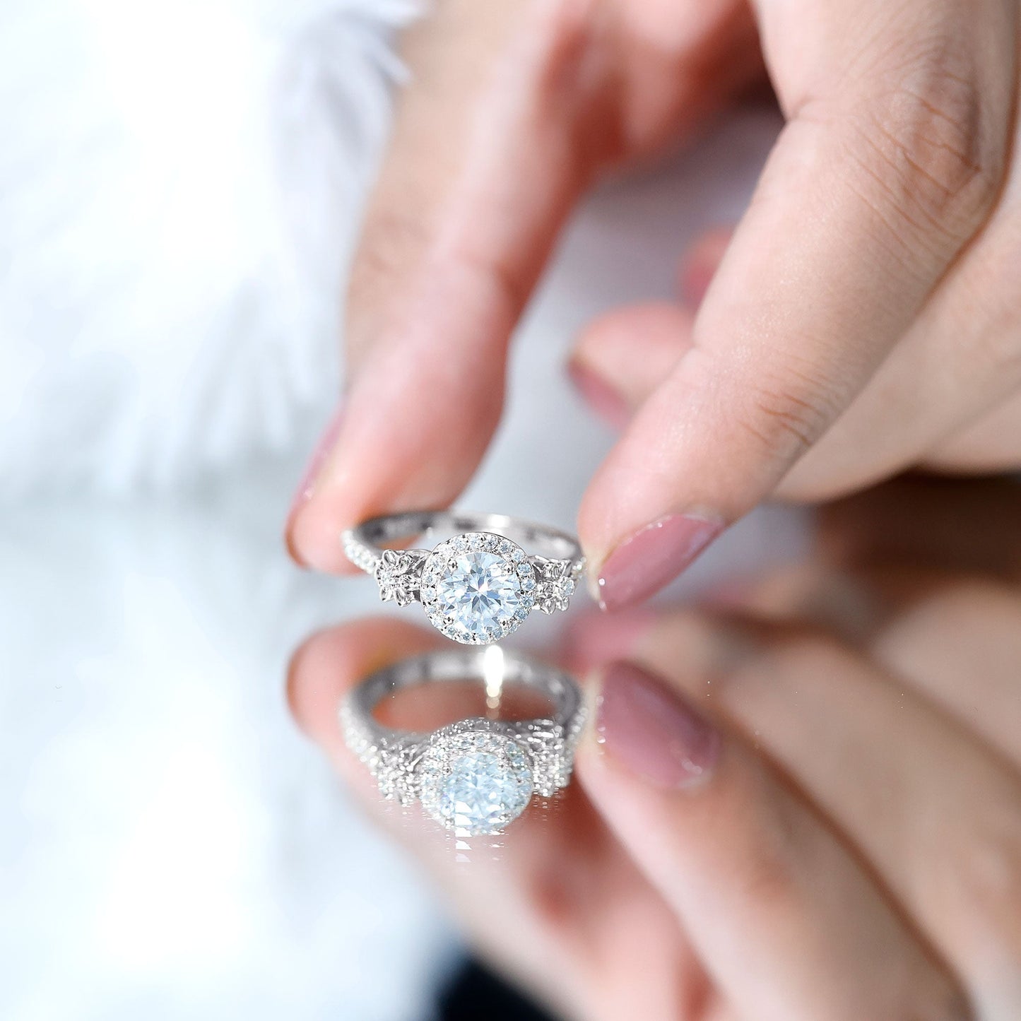 Certified 1.3 Carat Moissanite Floral Engagement Ring for Women