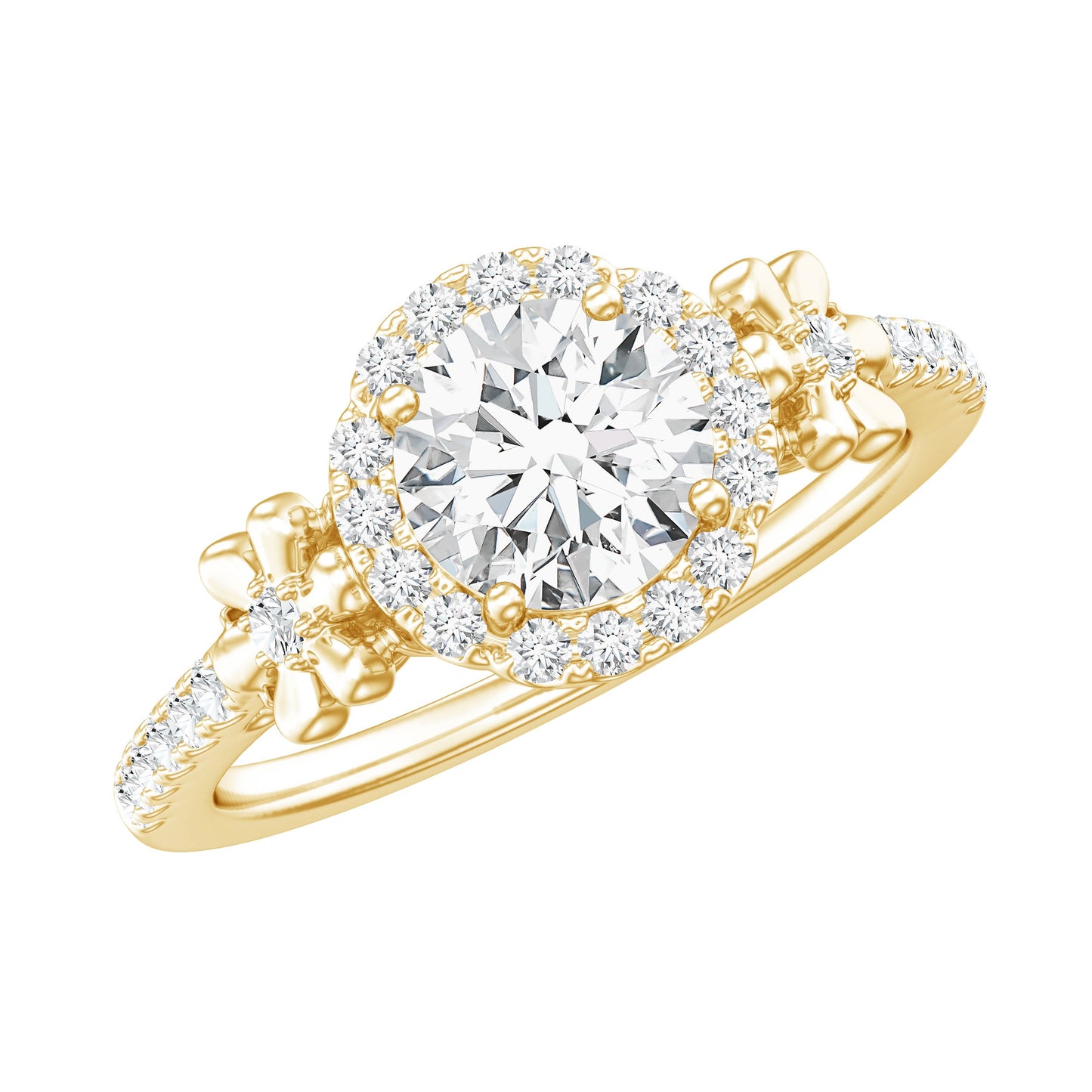 Certified 1.3 Carat Moissanite Floral Engagement Ring for Women