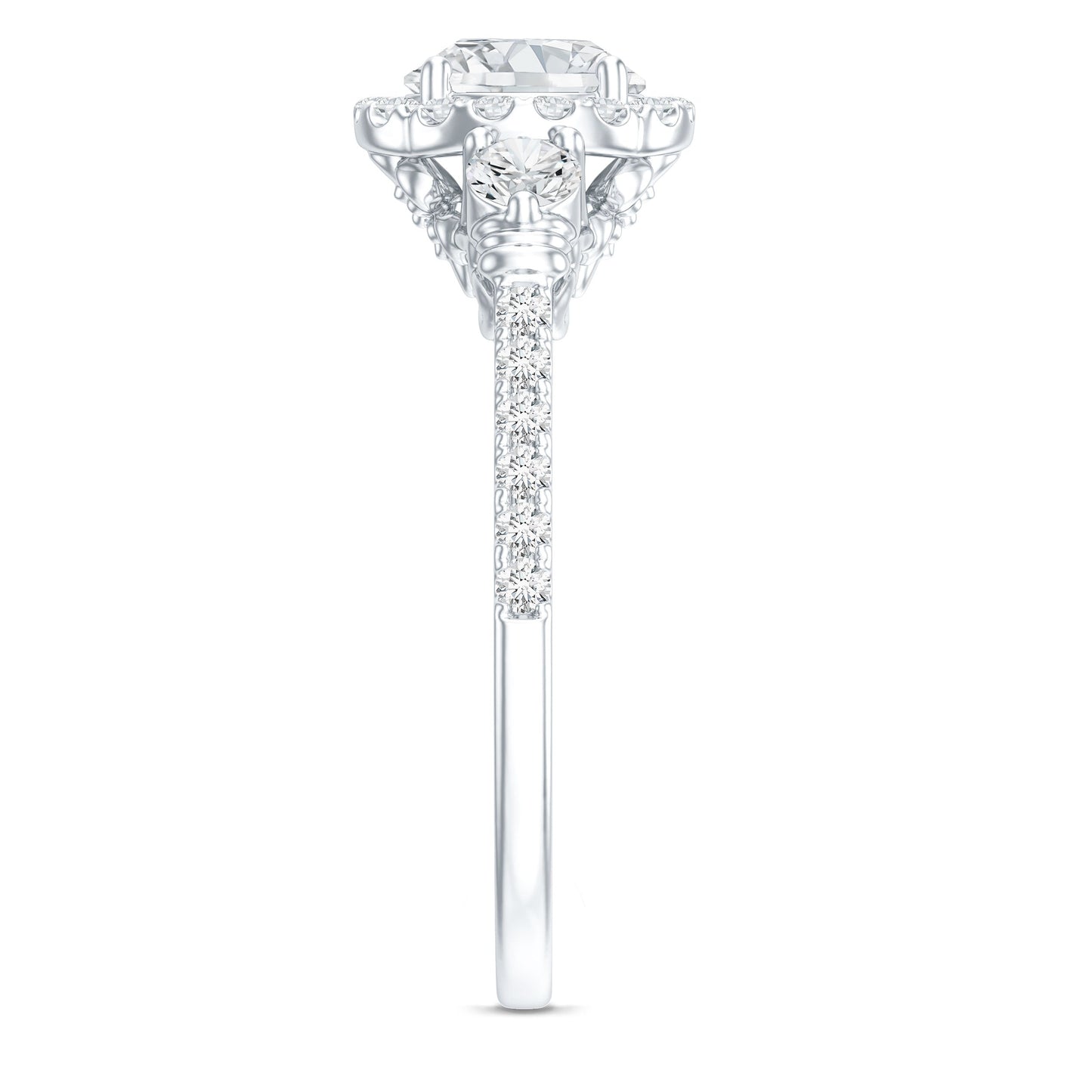 Moissanite Halo Engagement Ring for Her with Certificate