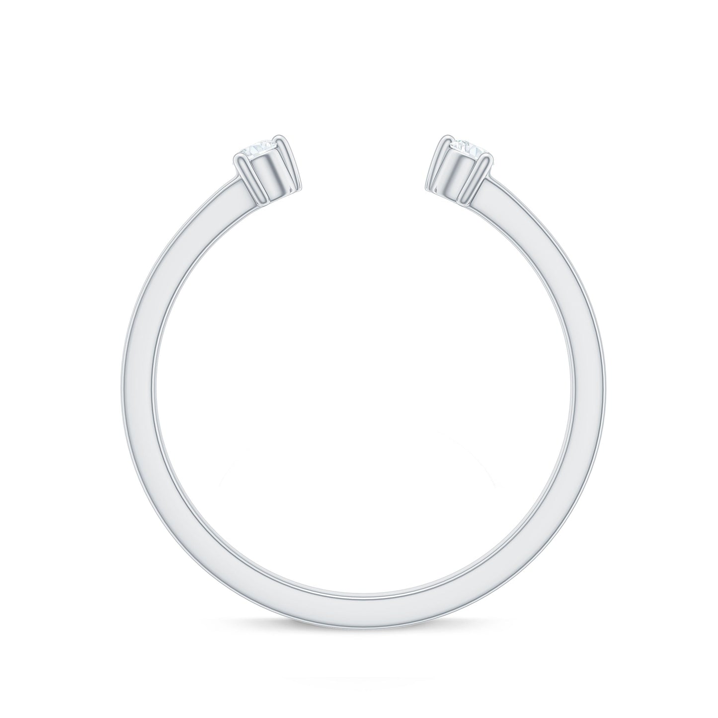 Dainty Diamond Two Stone Open Cuff Ring for Women