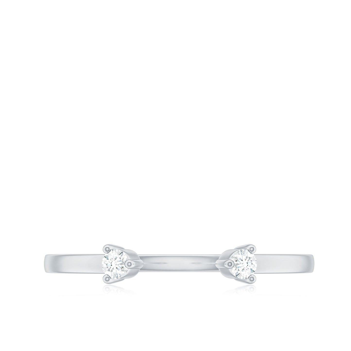 Dainty Diamond Two Stone Open Cuff Ring for Women
