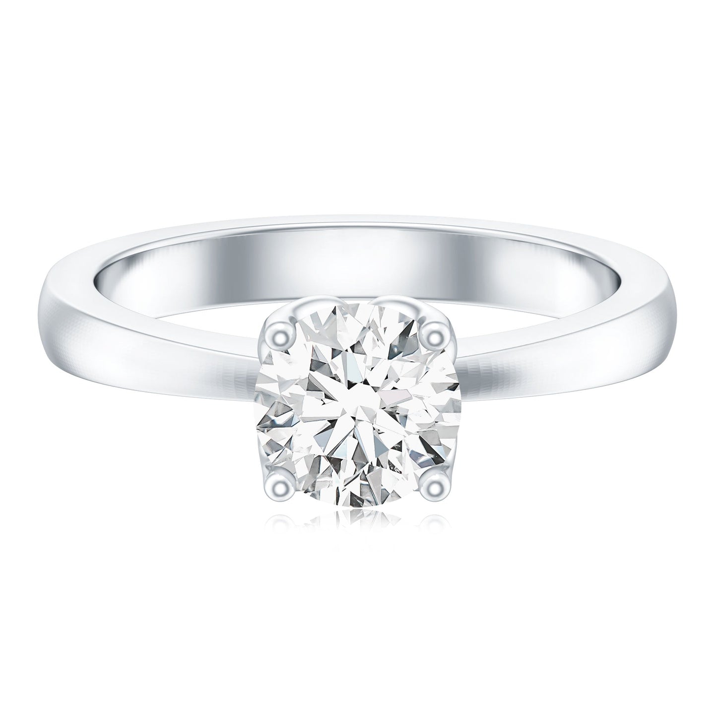 Petal Prong Set Round Moissanite Solitaire Engagement Ring