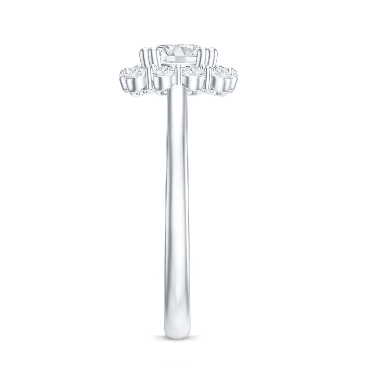 Classic Moissanite Halo Engagement Ring in Double Prong Setting