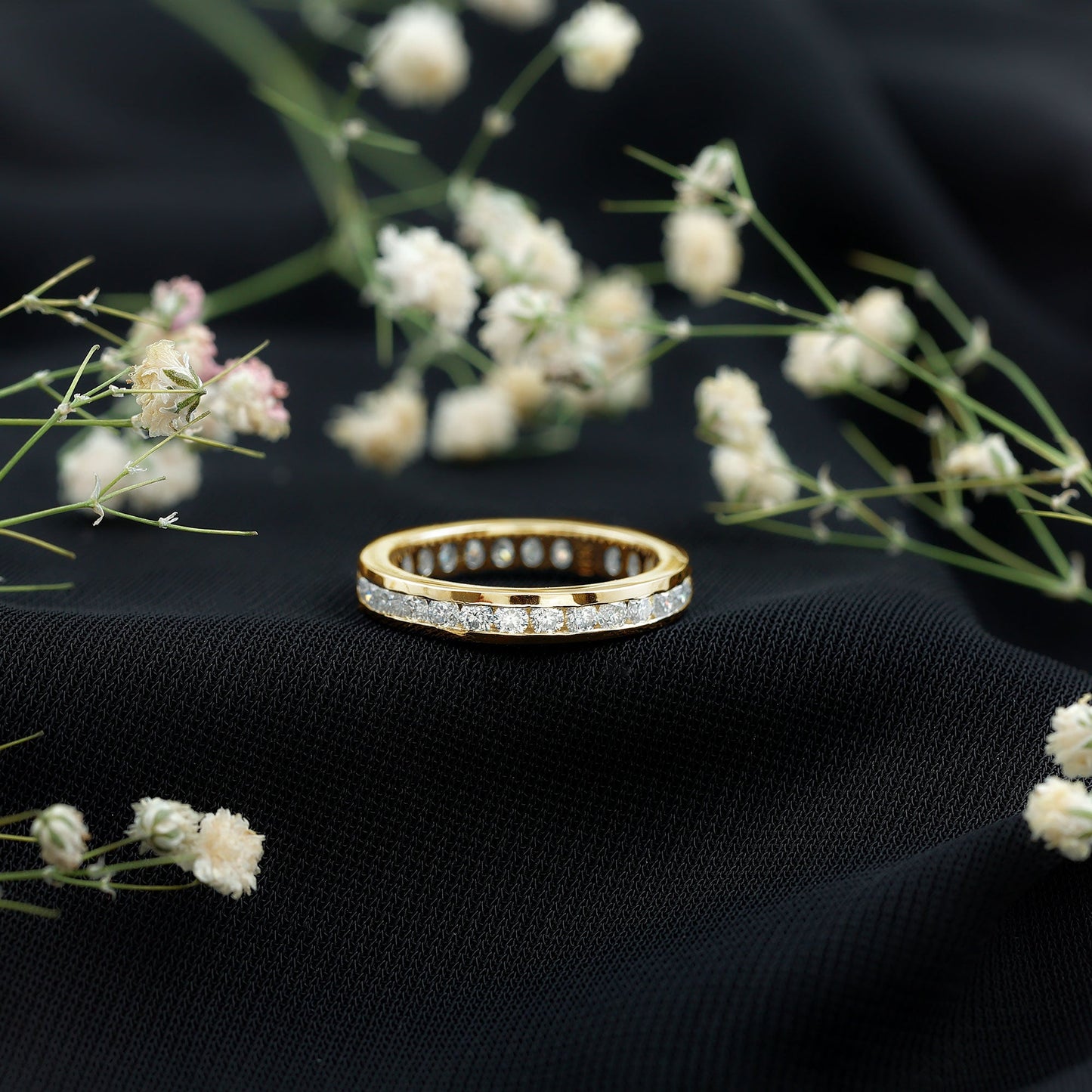 Channel Set Round Moissanite Full Eternity Band Ring
