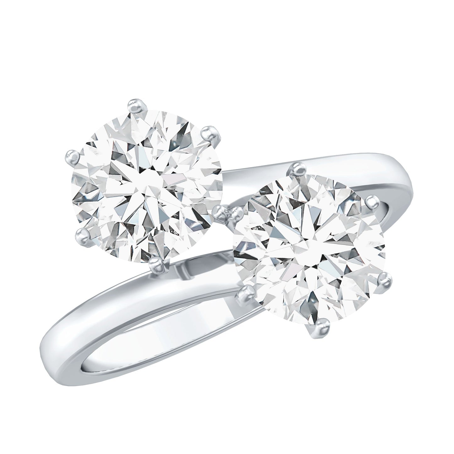 7 MM Round Certified Moissanite Toi et Moi Engagement Ring