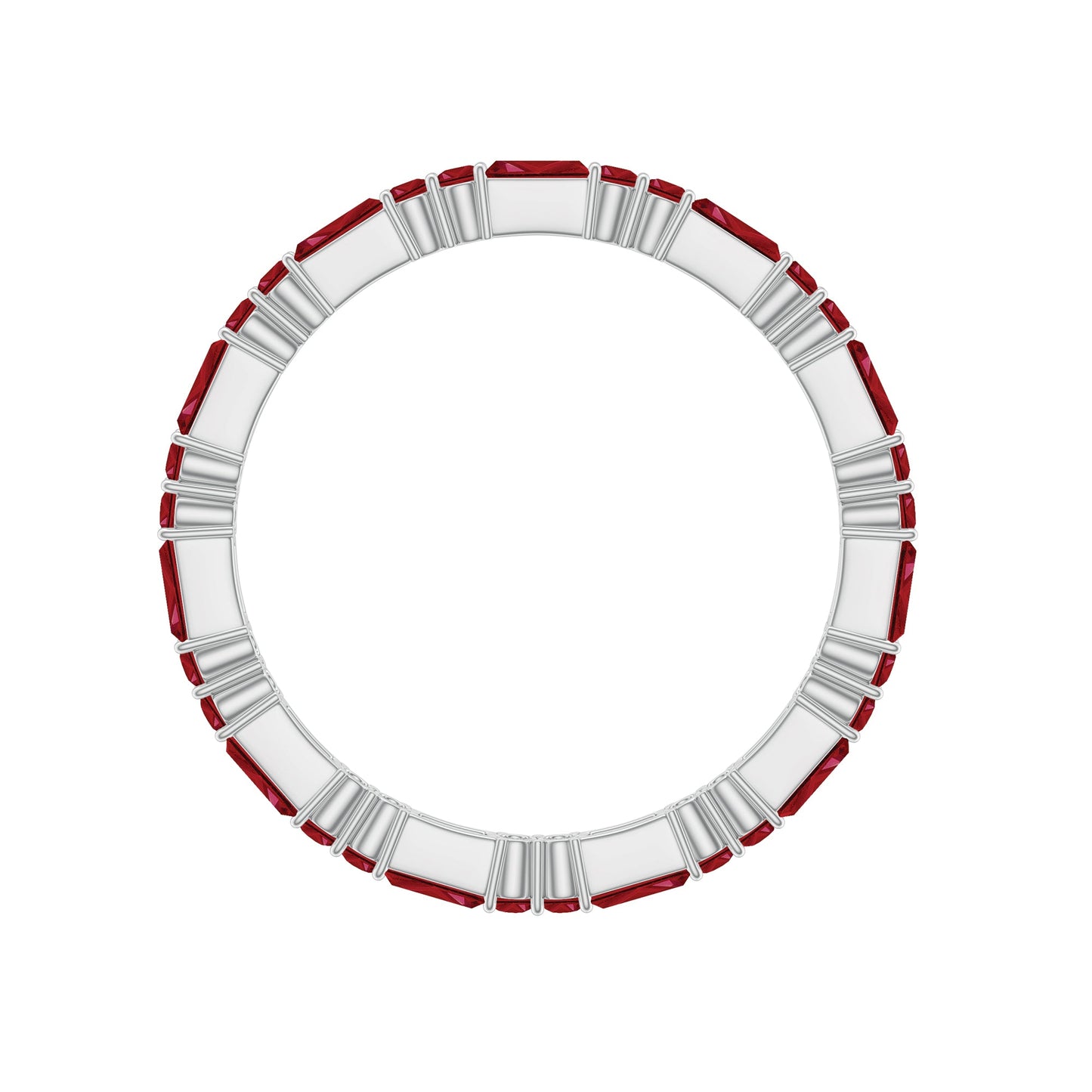 Baguette and Round Lab Created Ruby Eternity Ring