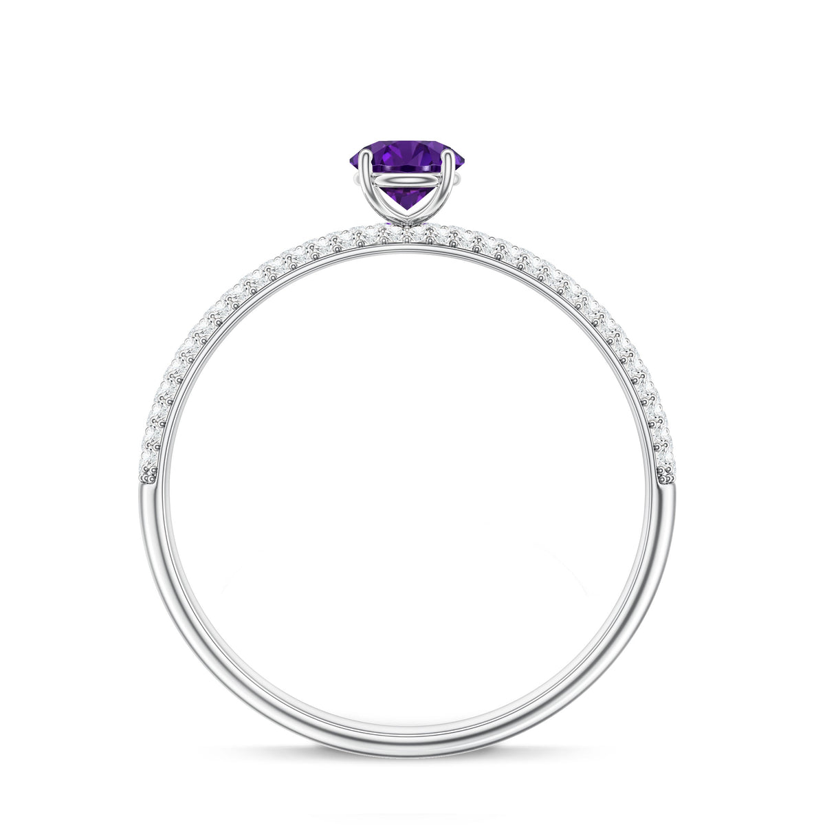 Natural Amethyst Engagement Ring with Diamond for Women