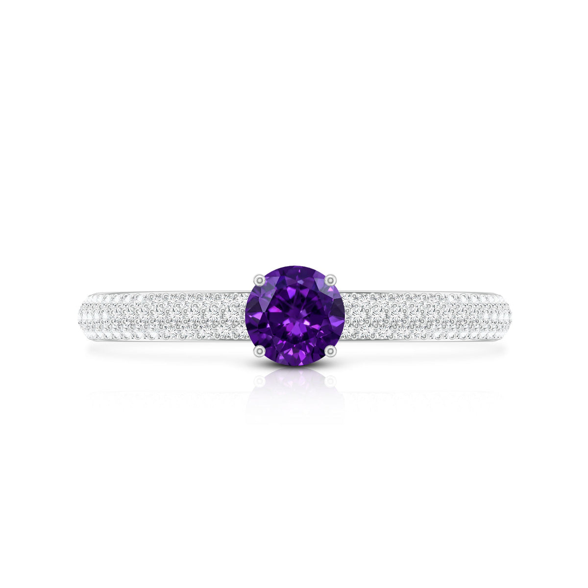 Natural Amethyst Engagement Ring with Diamond for Women