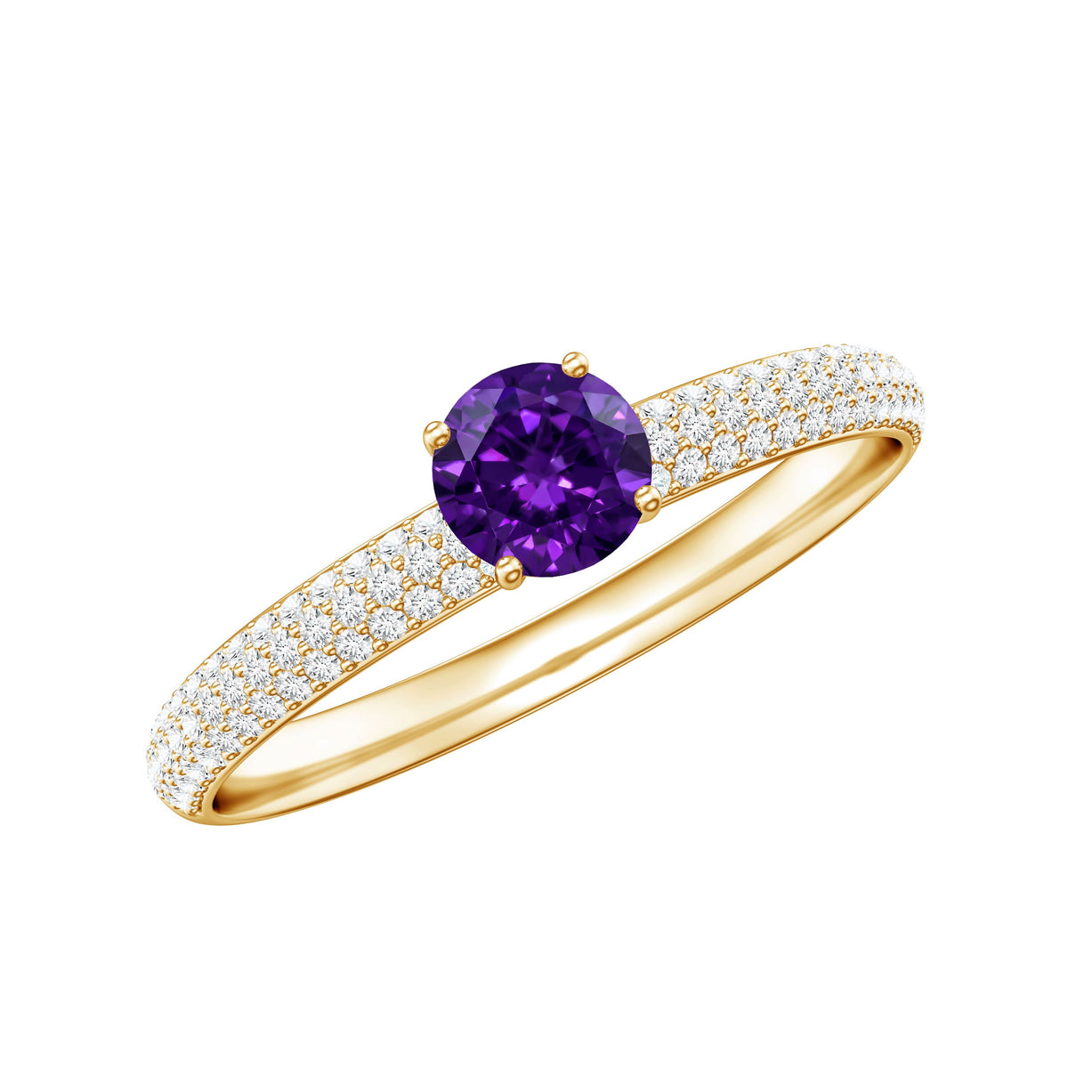 Natural Amethyst Engagement Ring with Diamond for Women