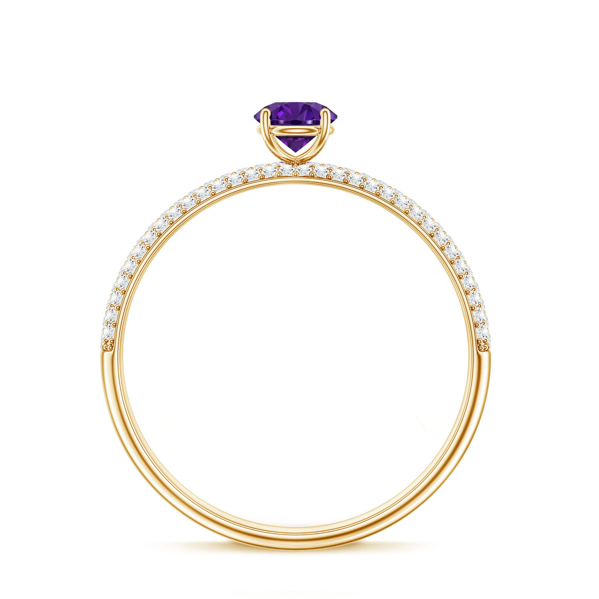 Natural Amethyst Engagement Ring with Diamond for Women