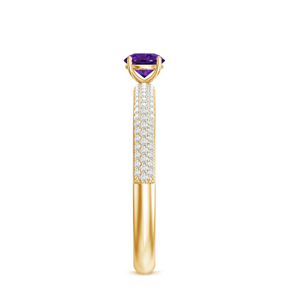 Natural Amethyst Engagement Ring with Diamond for Women