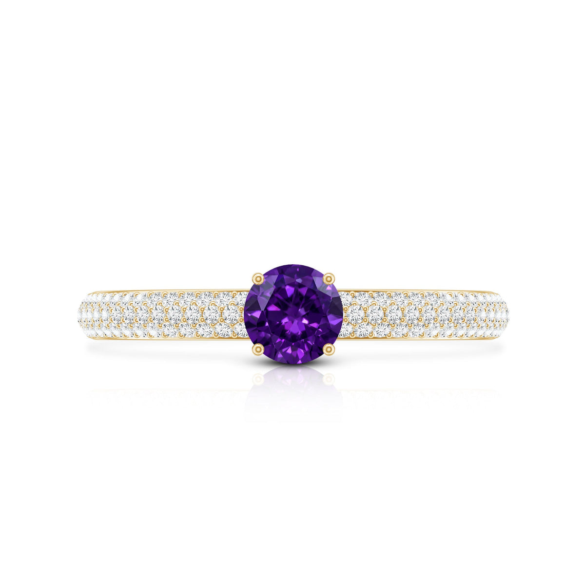 Natural Amethyst Engagement Ring with Diamond for Women