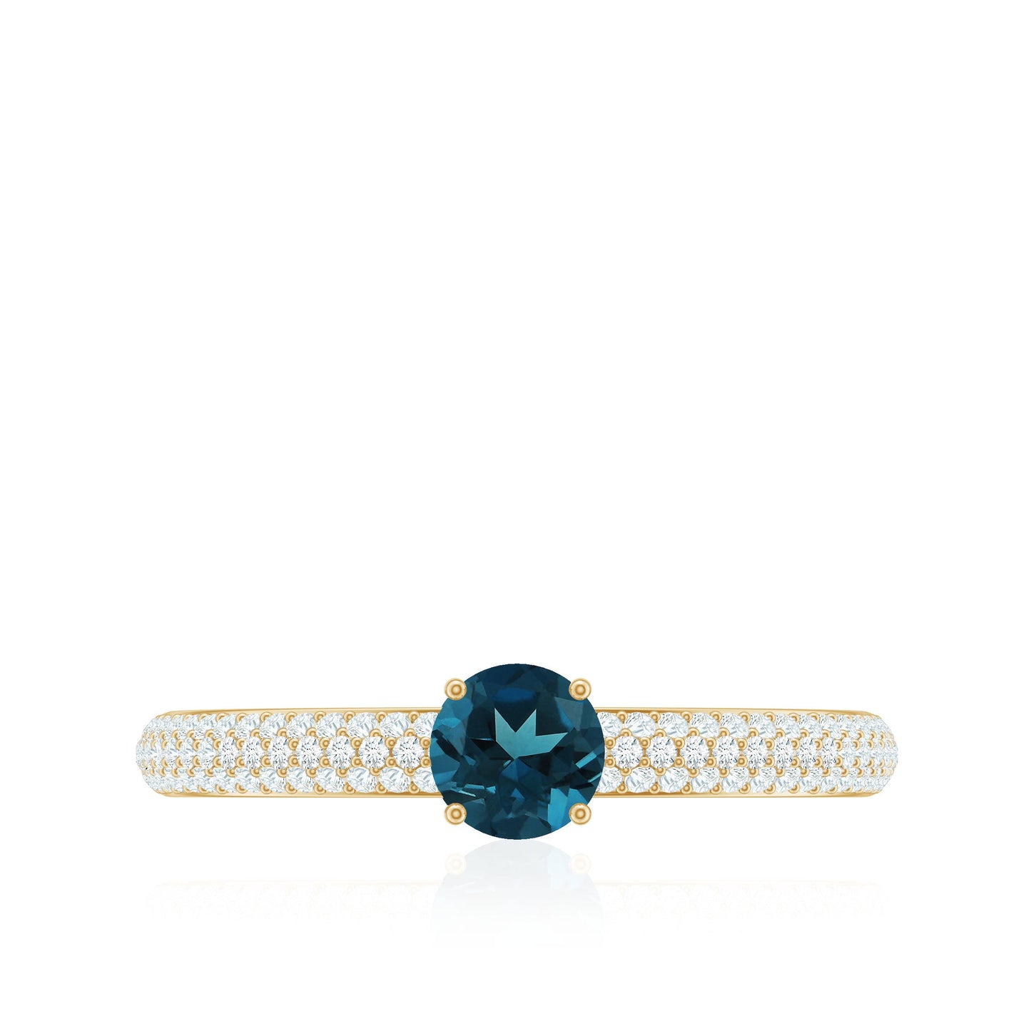 0.6 Carat London Blue Topaz Solitaire Promise Ring with Diamond