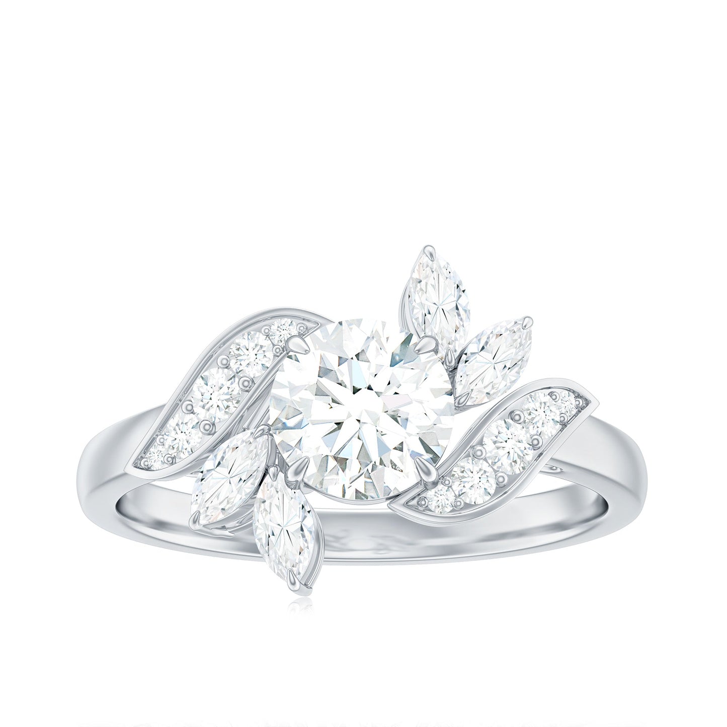 Certified Moissanite Flower Engagement Ring for Women