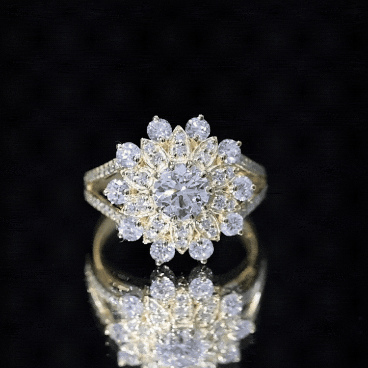 Certified Moissanite Statement Flower Engagement Ring