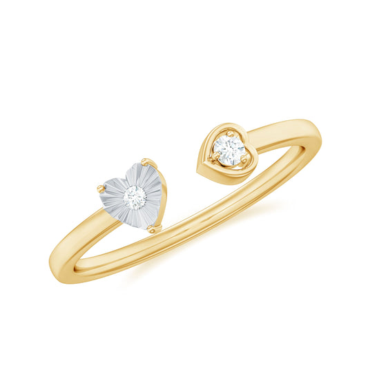 Certified Real Diamond Heart Promise Ring in Cuff Style