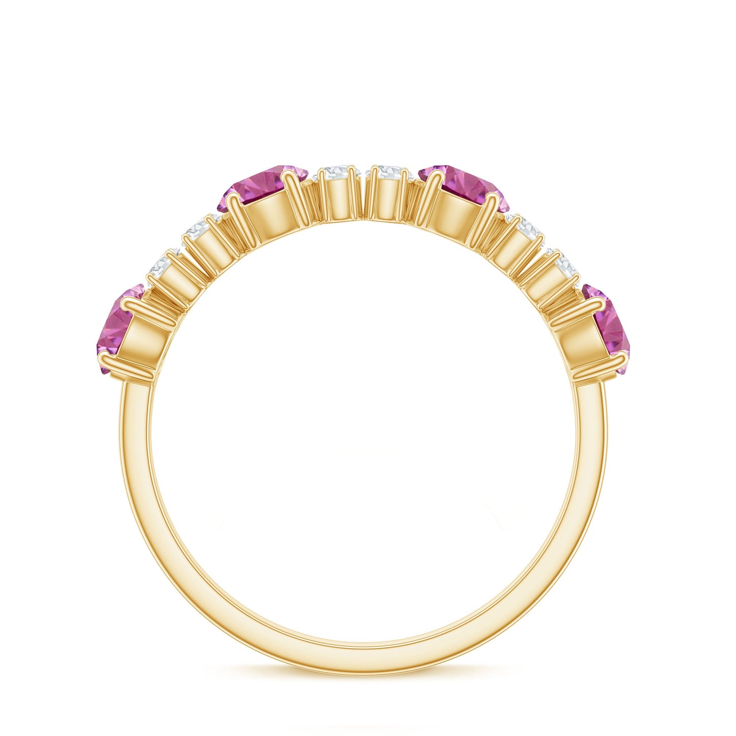 Alternate Semi Eternity Ring with Pink Tourmaline and Diamond