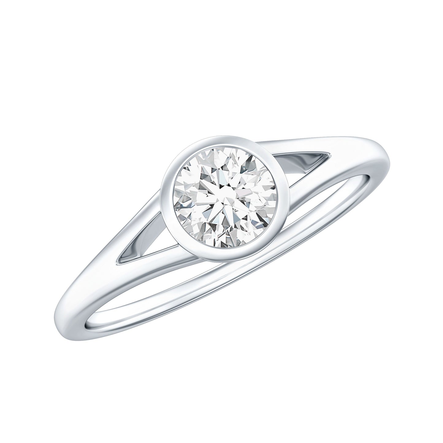 0.5 Carat Moissanite Solitaire Promise Ring in Split Shank
