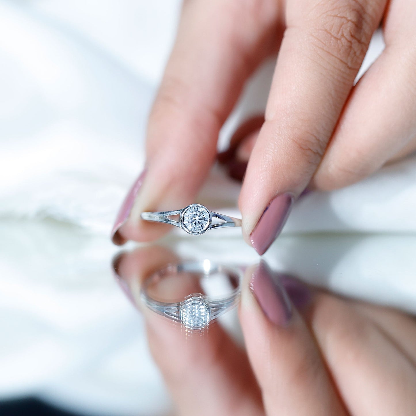 0.5 Carat Moissanite Solitaire Promise Ring in Split Shank