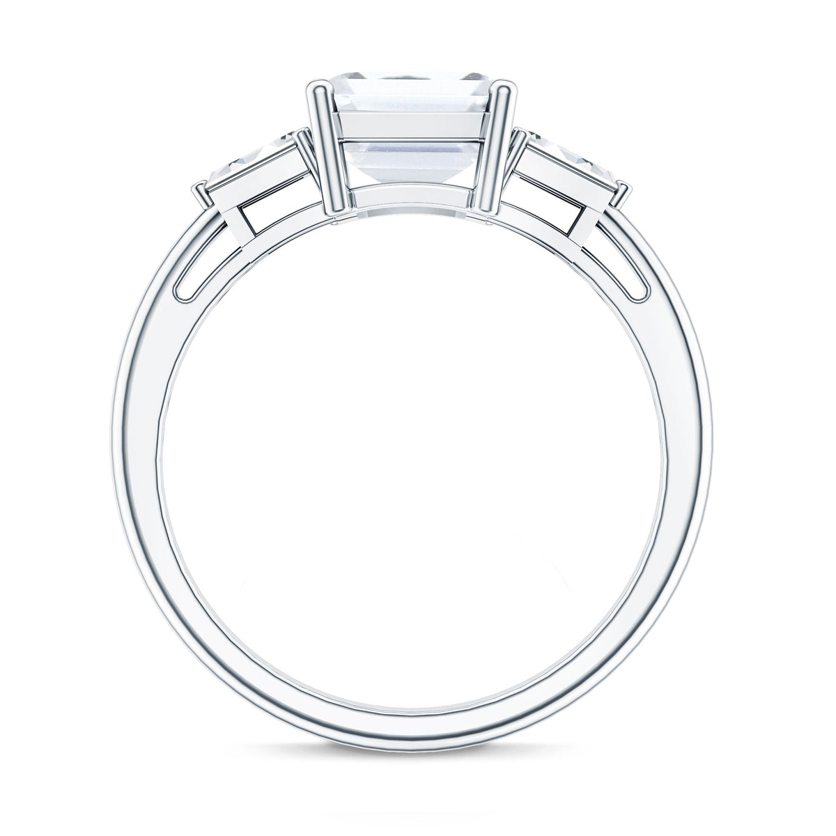 Solitaire Moissanite Emerald Cut Engagement Ring with Certificate