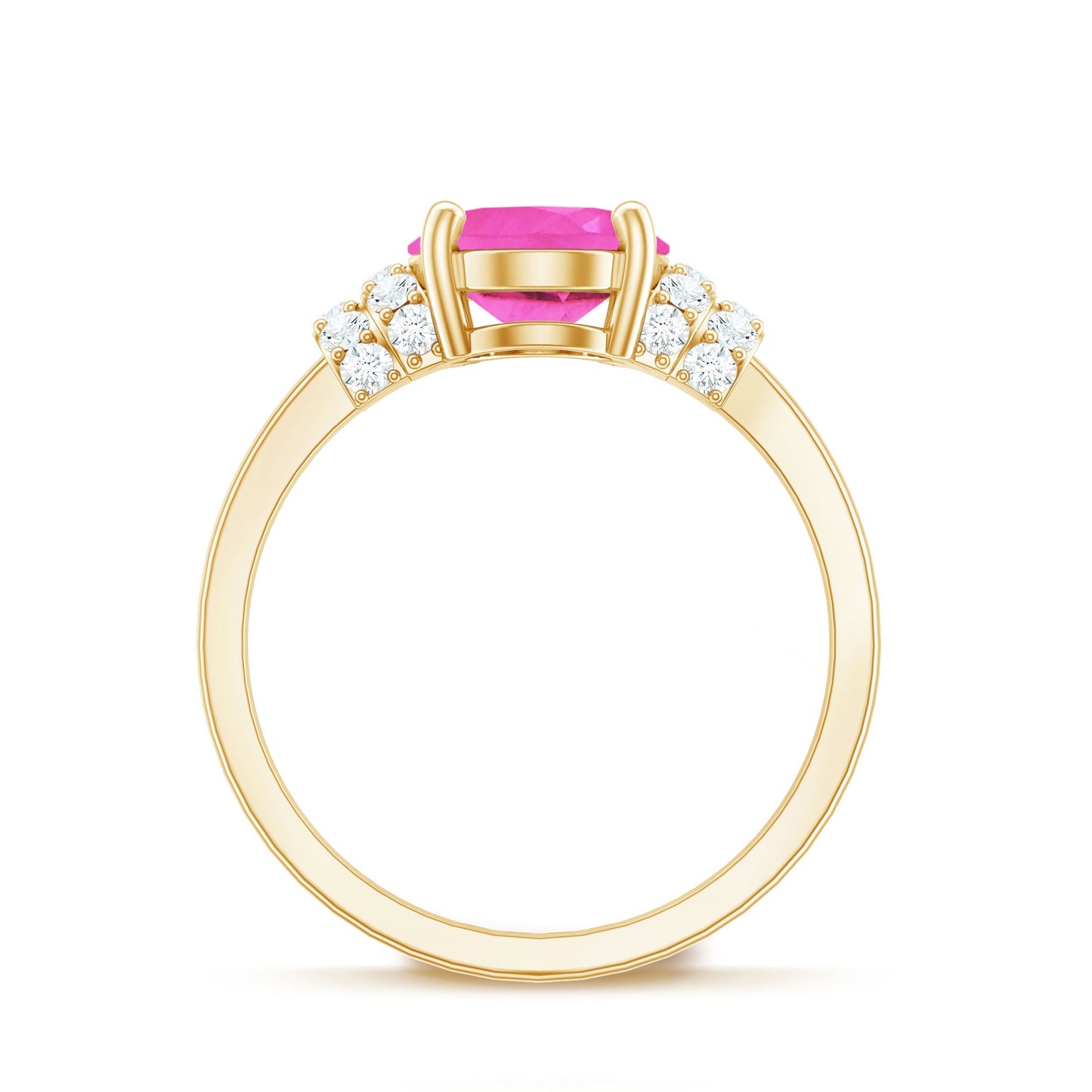 Created Pink Sapphire Oval Engagement Ring with Diamond Accent