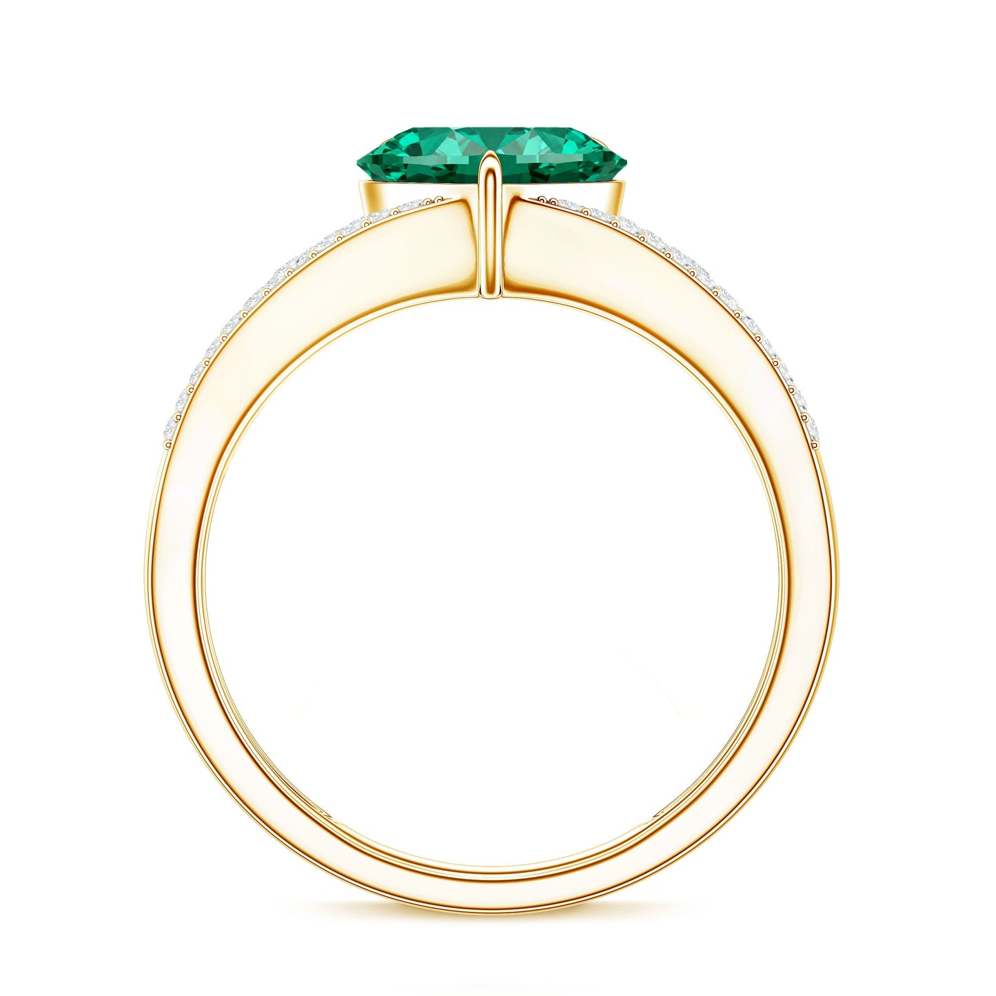 Designer 2 Carat Lab Grown Emerald Heart Engagement Ring With Diamonds