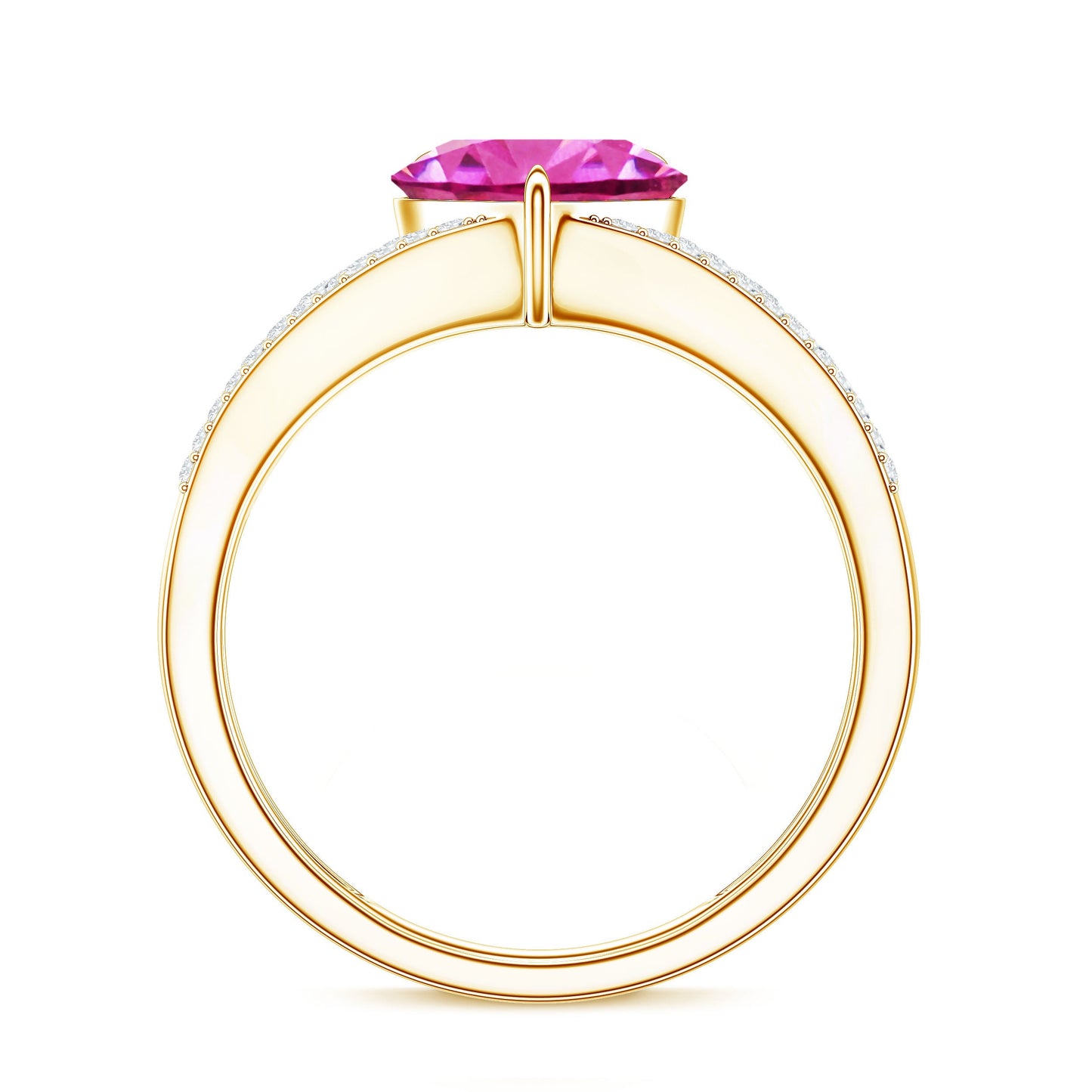 2 Carat Lab Created Pink Sapphire Heart Engagement Ring with Diamond