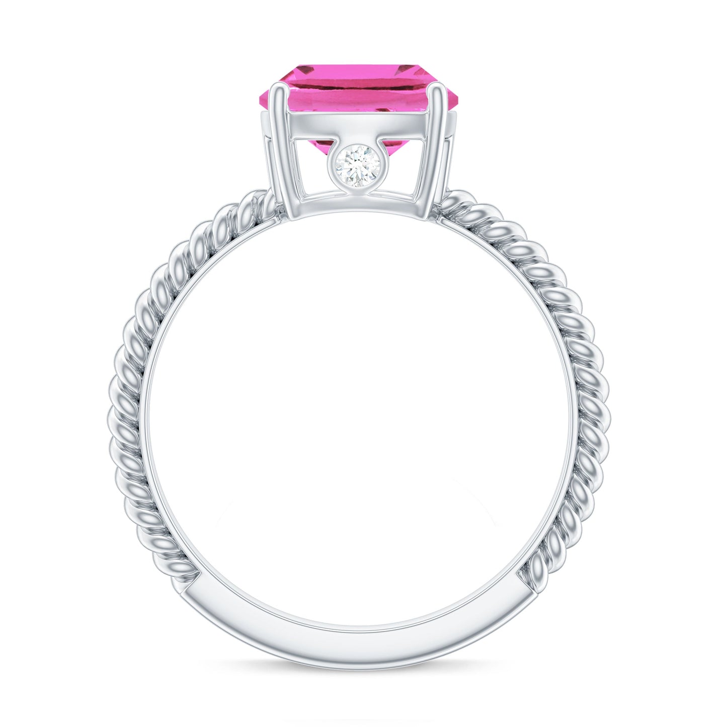 Created Pink Sapphire Solitaire Engagement Ring