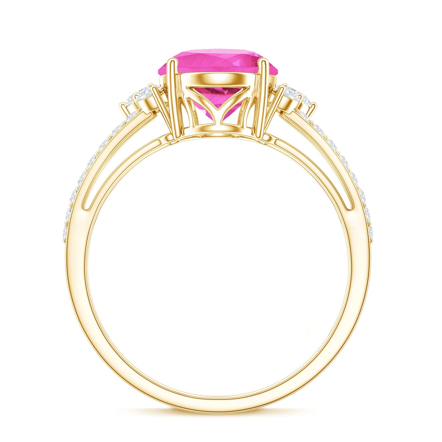 Certified 4 Carat Lab Created Pink Sapphire Oval Engagement Ring With Diamond