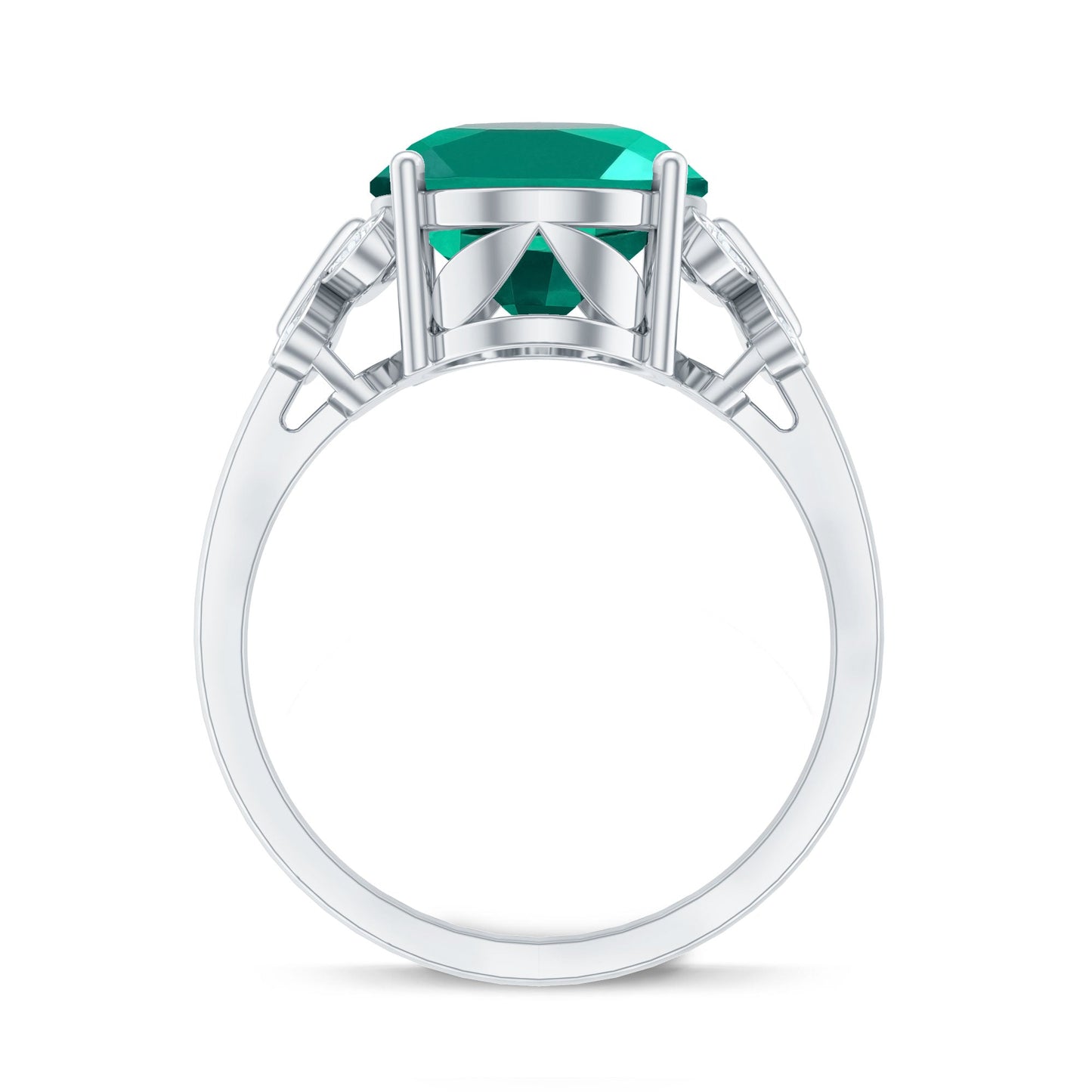 Certified 6 Carat Lab Grown Emerald Statement Engagement Ring with Diamond