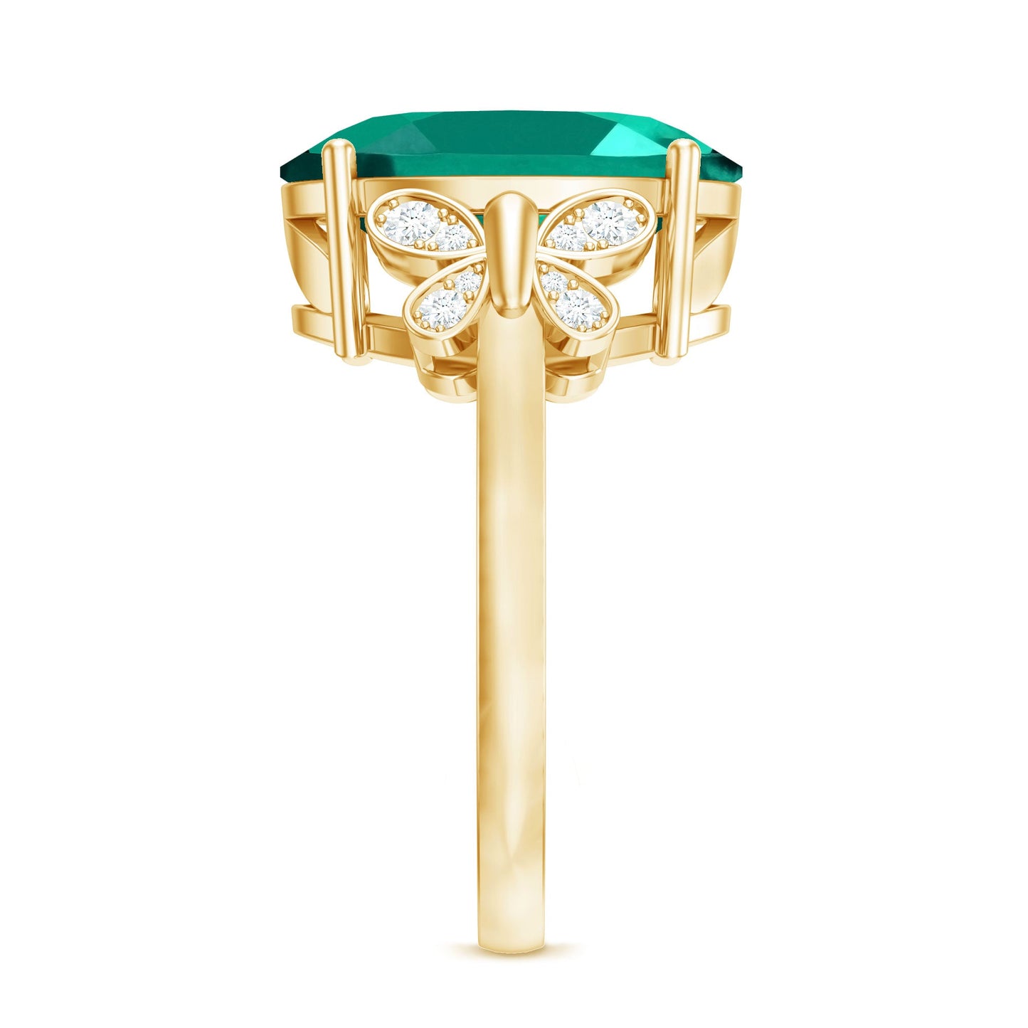 Certified 6 Carat Lab Grown Emerald Statement Engagement Ring with Diamond