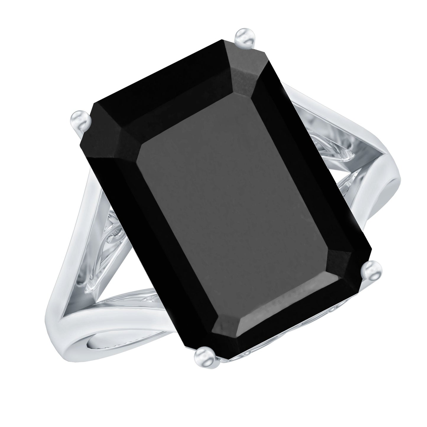 9 Carat Solitaire Lab Grown Black Diamond Emerald Cut Engagement Ring