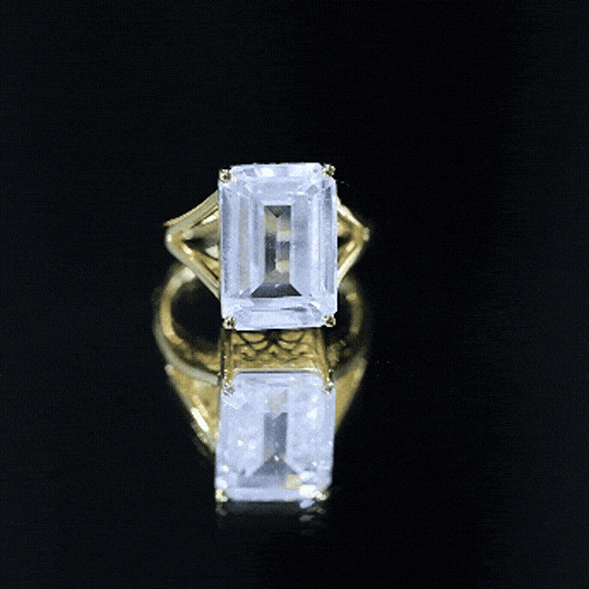 Certified 4.5 Carat Emerald Cut Moissanite Engagement Ring for Women