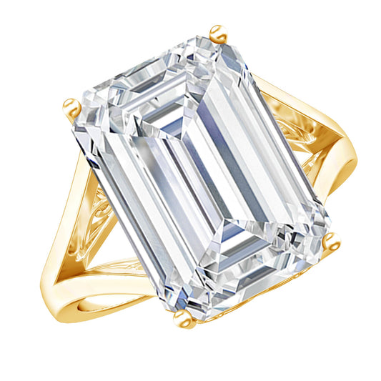 Certified 4.5 Carat Emerald Cut Moissanite Engagement Ring for Women
