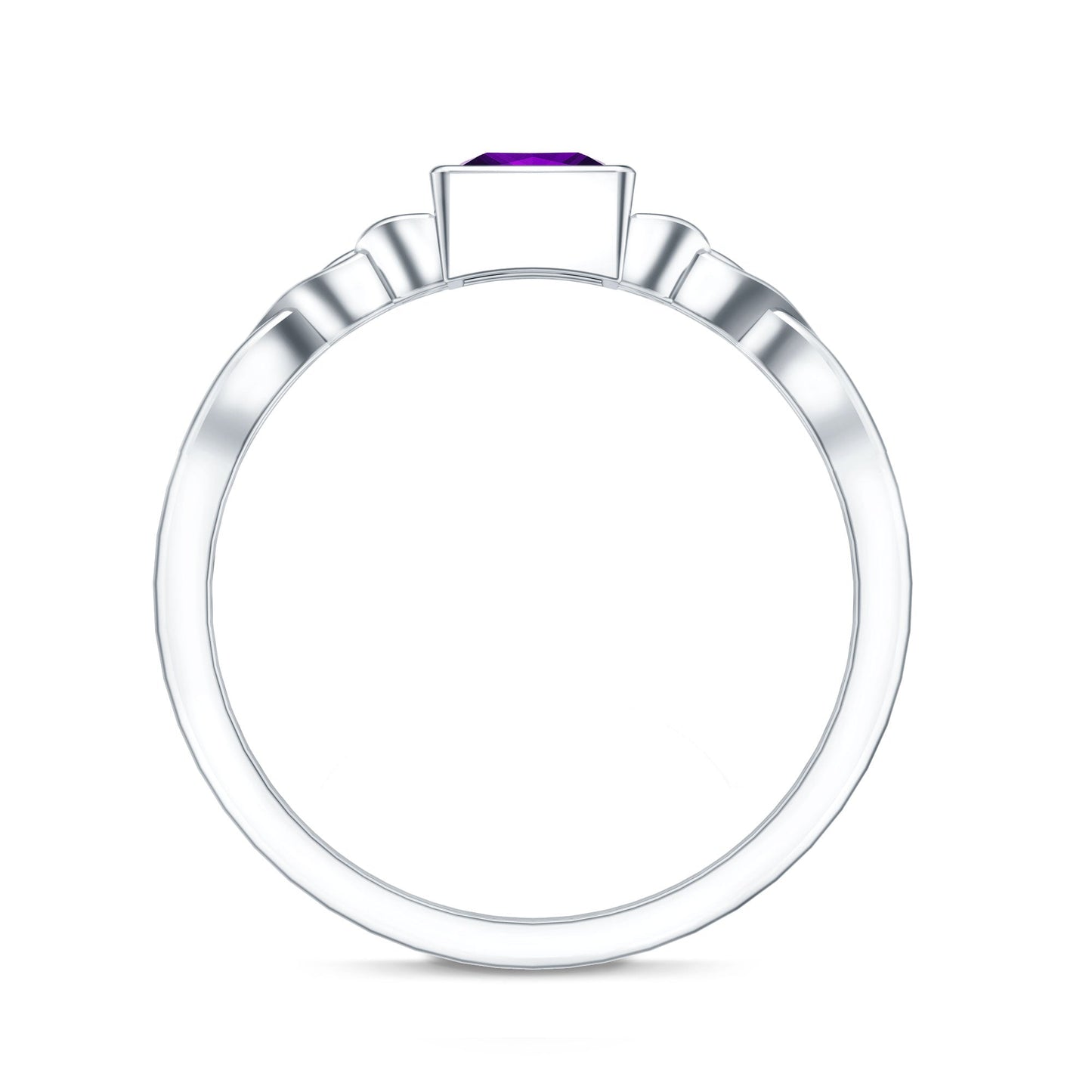 1.2 Carat Princess Cut Amethyst Promise Ring with Celtic Knot